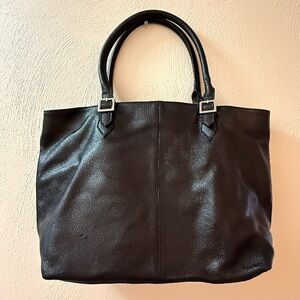 Vintage Brooks Brothers Black Genuine Leather Work Tote
